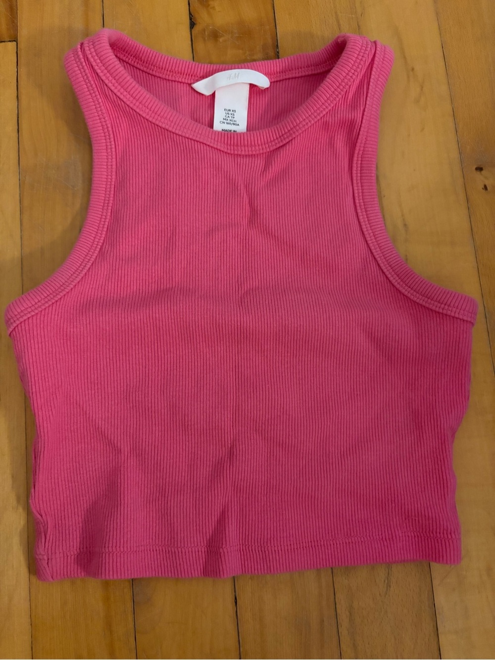 H&M Hot Pink Ribbed Crop Tank